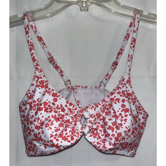 Girls' 2 Piece Ditsy Floral Print Knot Front Ruched Triangle Bikini Teen 8-9Y - Picture 2 of 11